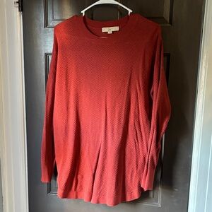 LOFT Rich Rust Textured Long Sleeve Top